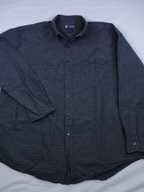 Vintage Chaps Ralph Lauren Men's Shirt - Gray Micro-Check - Size XXL